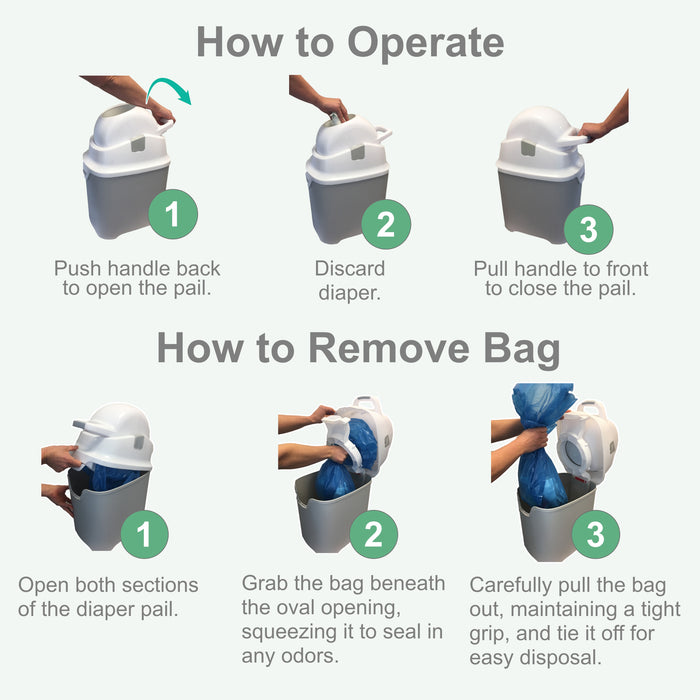 Foundations Tall Diaper Pail, Gray