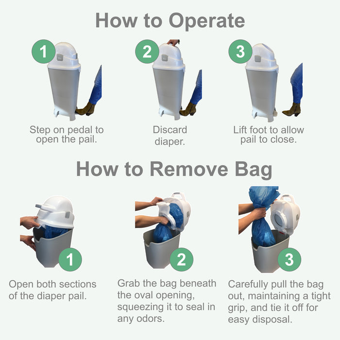 Foundations Mini Hands-Free Diaper Pail, Gray