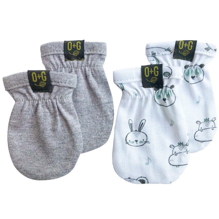 Moufles anti-rayures pour bébé en coton biologique Onyx & Green - Lot de 2