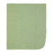 Light green baby blanket laid flat on a white background, showing soft fabric texture.