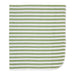 Green and white striped baby blanket neatly laid flat on a white background.