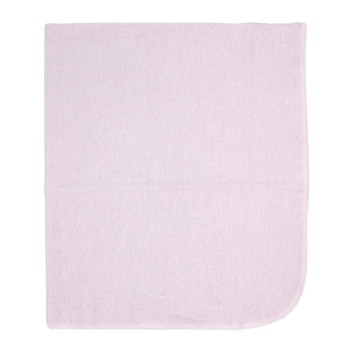 Light pink baby blanket displayed flat on a white background.