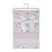 Baby Mode floral receiving blankets in pink and white, neatly folded with a hanger.