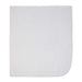 White cotton baby blanket neatly laid flat on a white background.