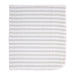 Soft baby blanket with grey and white stripes displayed flat on a white background.