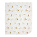 Baby blanket with brown floral print laid flat on a white background.