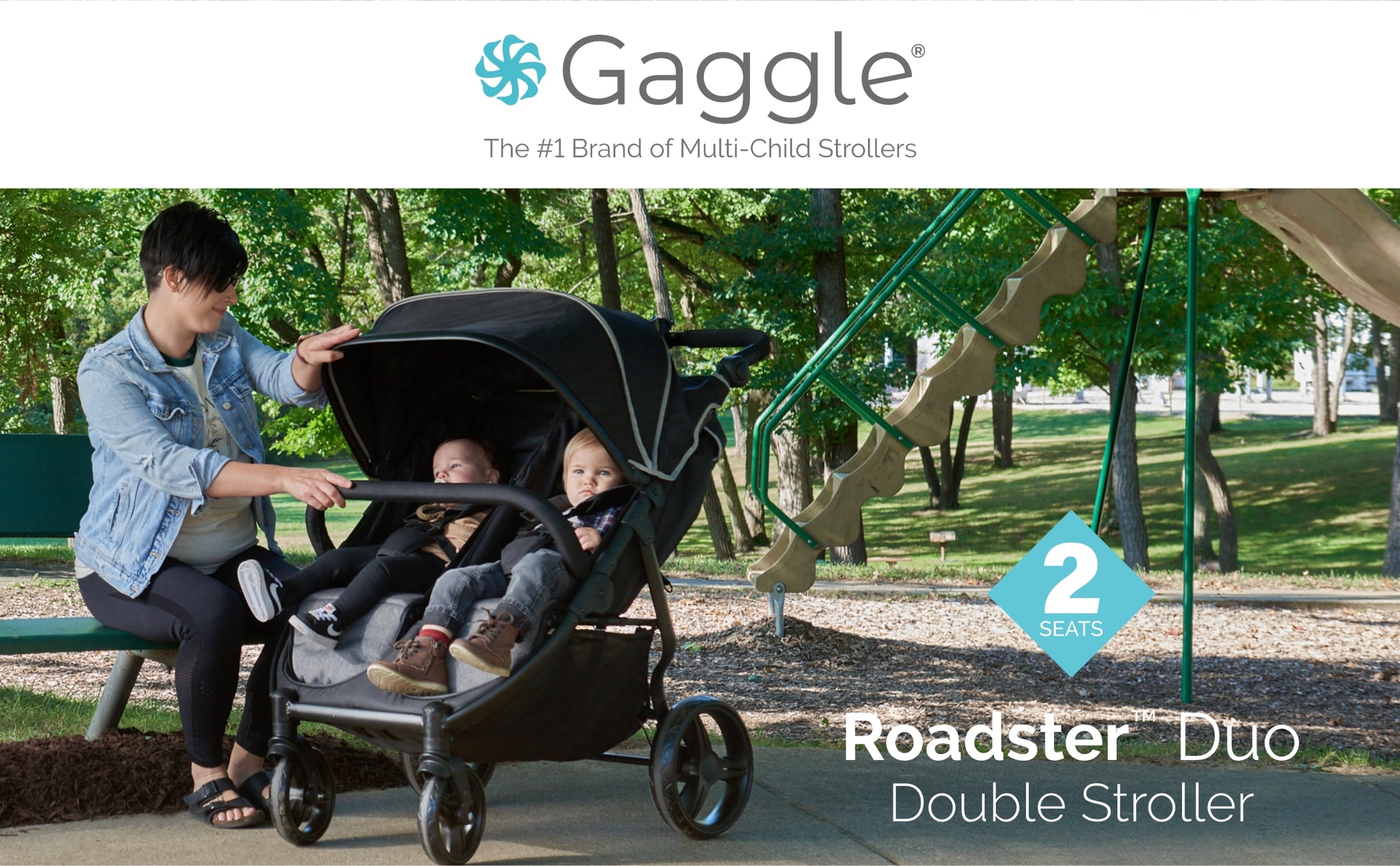 Foundations Gaggle Roadster Duo™ Side-by-Side Double Stroller – Lightweight, Durable 2-Seat Baby Stroller