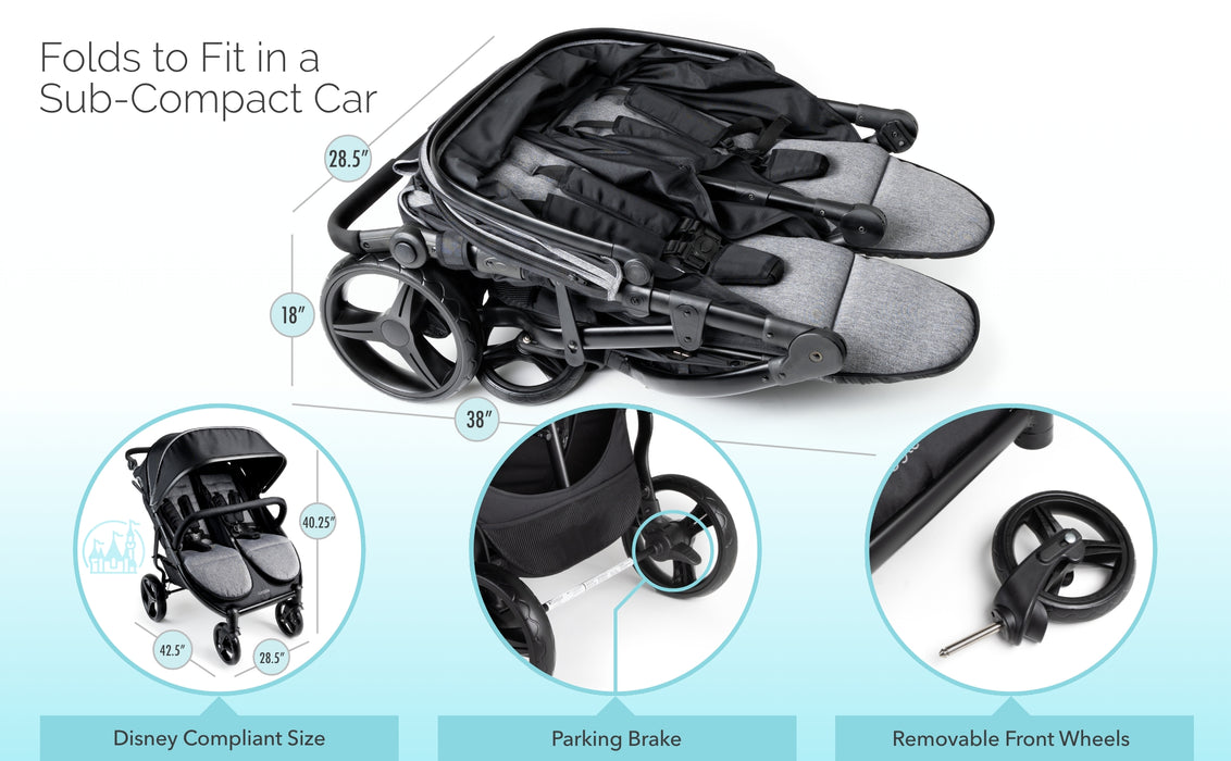 Foundations Gaggle Roadster Duo™ Side-by-Side Double Stroller – Lightweight, Durable 2-Seat Baby Stroller