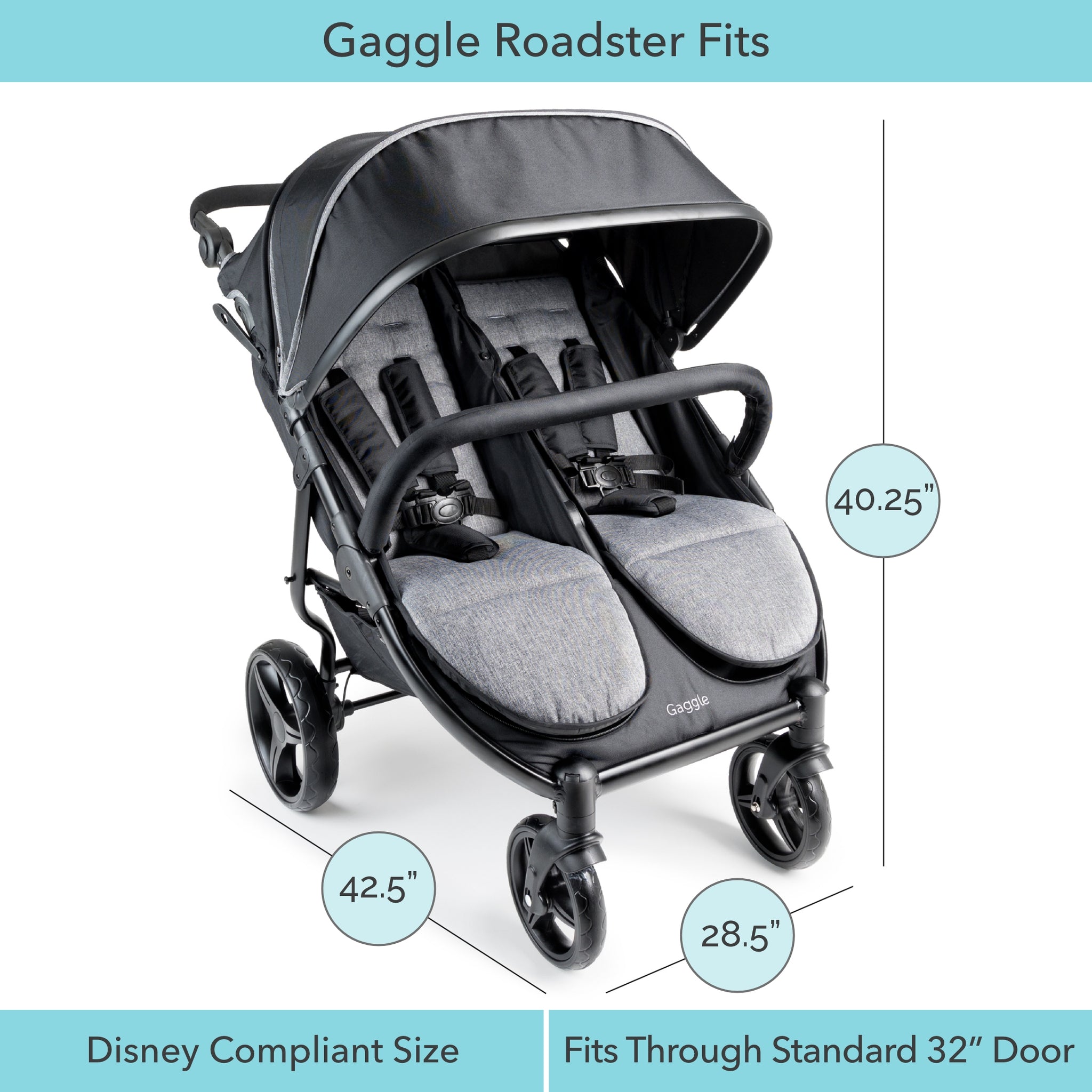 Foundations Gaggle Roadster Duo™ Side-by-Side Double Stroller – Lightweight, Durable 2-Seat Baby Stroller