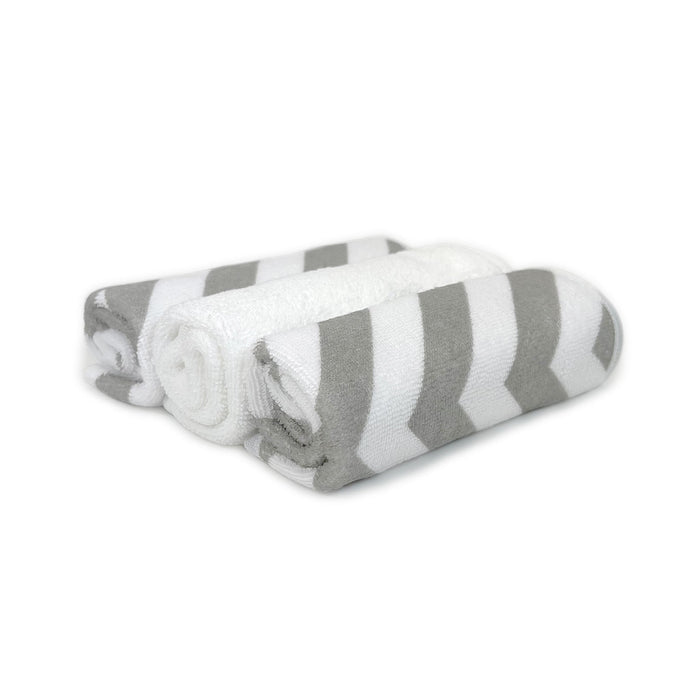 Kushies Washcloths | 3Pack - Grey Chevron