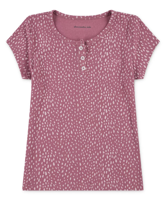 A&F® Girls Essential Henley T-Shirt Rose | 5Y to 18Y