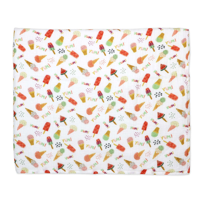Amor Bebe® 2 Layer Muslin/ Plush Blanket Pistachio Ice Cream