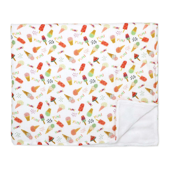 Amor Bebe® 2 Layer Muslin/ Plush Blanket Pistachio Ice Cream