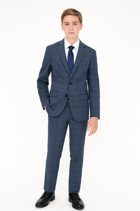 Marc NY® Andrew Marc Boys Skinny Blue Plaid Suit Size 8-20