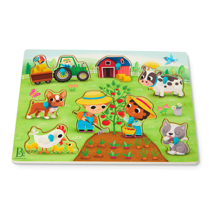 B.Toy® Woody - Peek & Explore Peg Puzzle 8 pieces - Barnyard 2years+