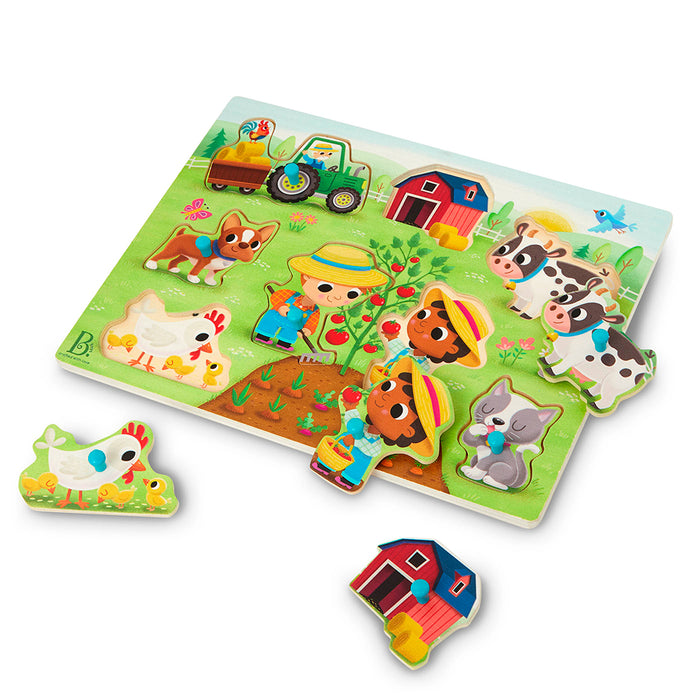 B.Toy® Woody - Peek & Explore Peg Puzzle 8 pieces - Barnyard 2years+
