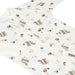 White baby sleeper pajama with cute squirrel and acorn print, bamboo fabric, zip closure