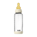 BIBS Baby Glass Bottle 240ml with ivory latex nipple shown upright on a white background.