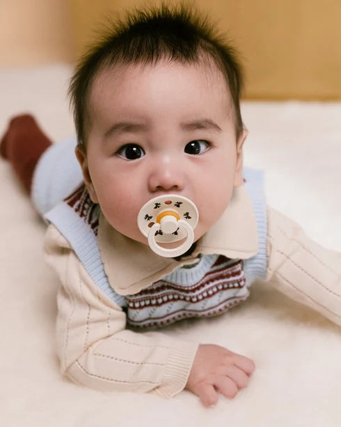 Bibs Original Natural Latex Rubber Pacifiers | ROUND Nipple | 2 COLORS in 1 Pack