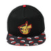 Bioworld Pokémon Pikachu snapback hat with Pikachu graphic and Poké Ball patterned brim, shown front view.