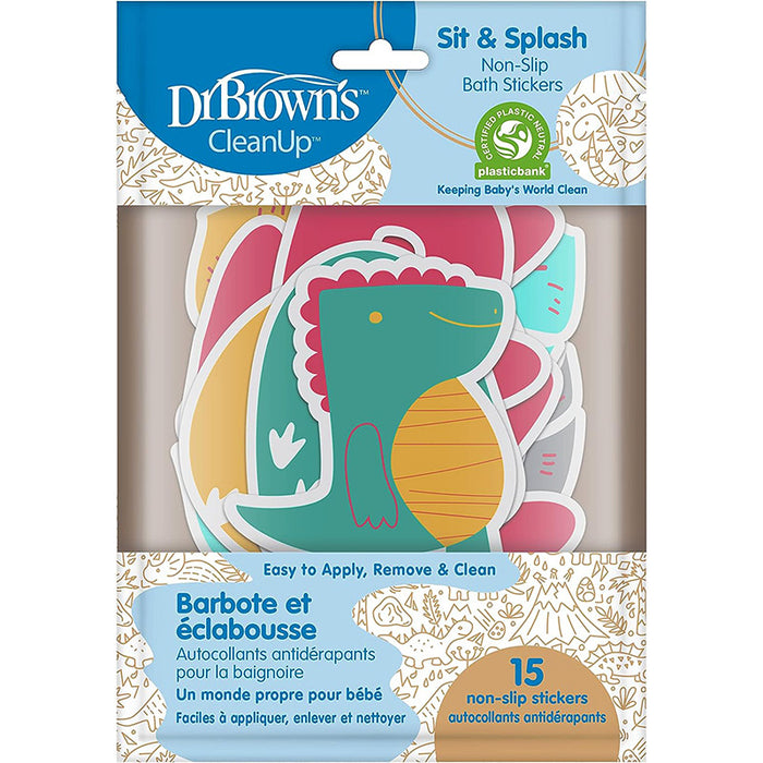 Dr. Brown’s CleanUp Sit & Splash Non-Slip Bath Stickers with Dino Design