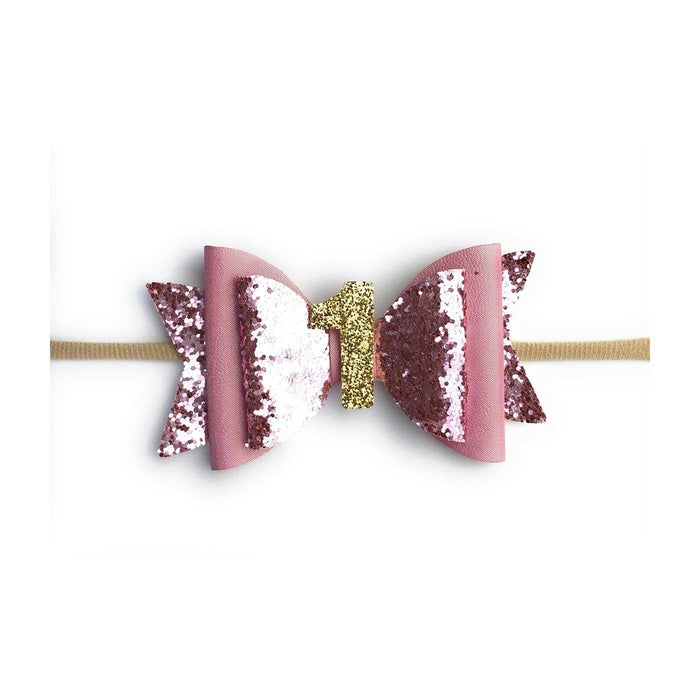 Baby Wisp First Birthday Headband- Pink Glitter - 3M+