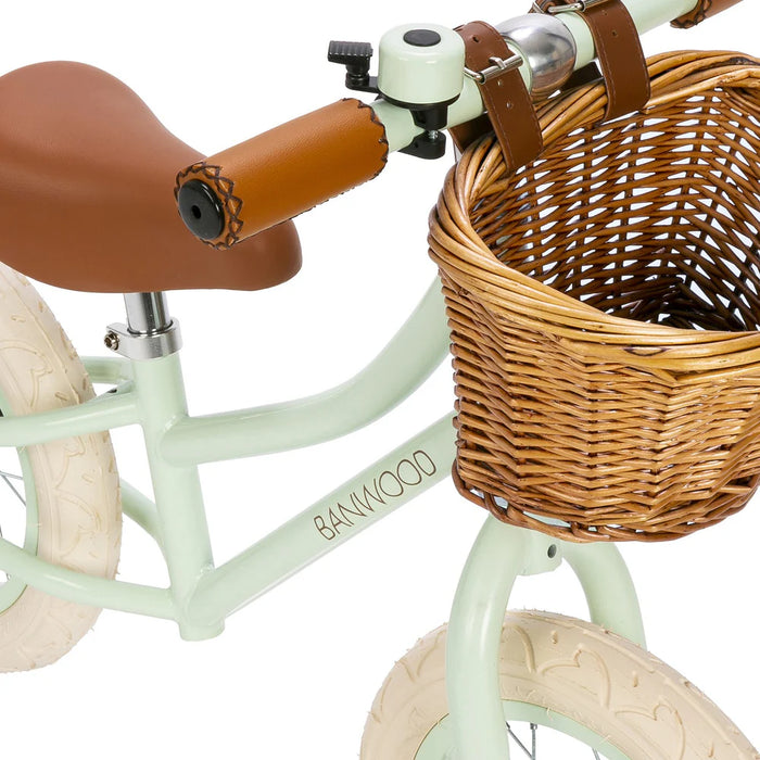 Banwood First Go 12" Balance Bike with Wicker Basket – Kids Training Bicycle