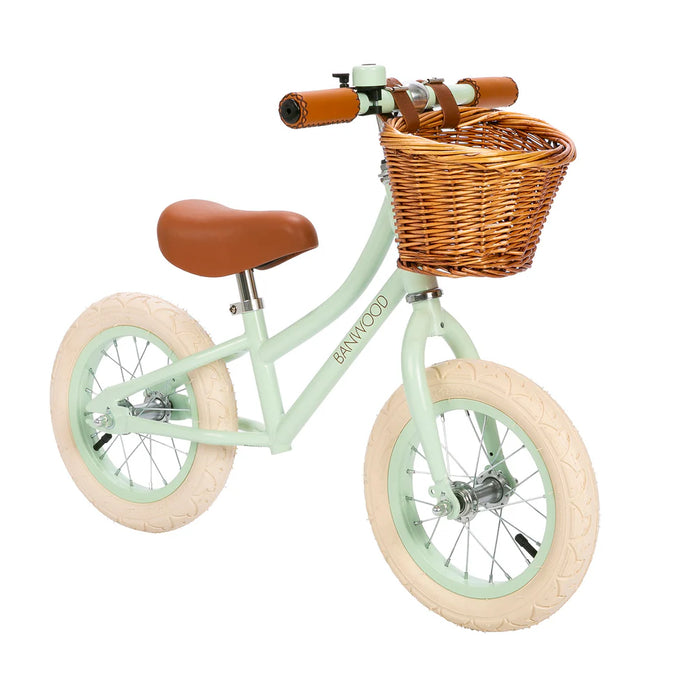 Banwood First Go 12" Balance Bike with Wicker Basket – Kids Training Bicycle