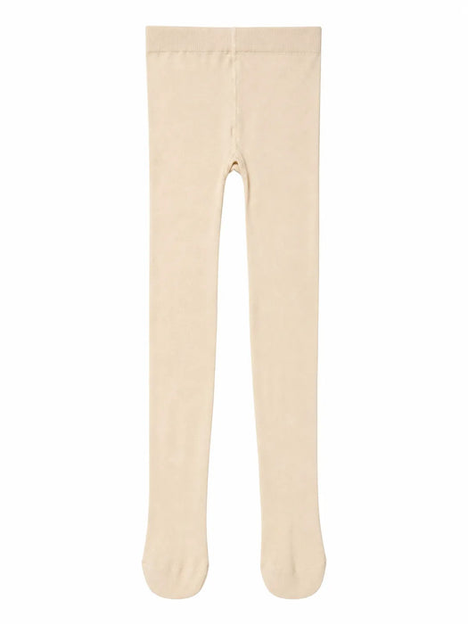 Bellissima ecru white baby tights laid flat on a white background.