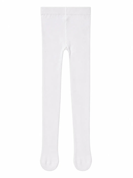Bellissima ecru white baby tights laid flat on a plain white background.