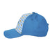 Bioworld Sesame Street Cookie Monster ballcap in blue with cookie print, shown in side view on white background.