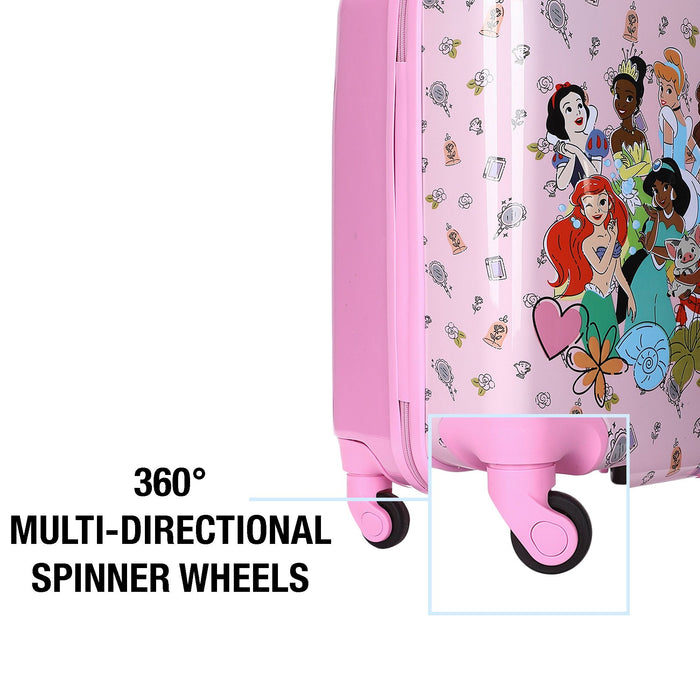 Bioworld® Disney Princess Kids Pink ABS 4-Wheel 20" Suitcase Luggage for Travel & Adventures