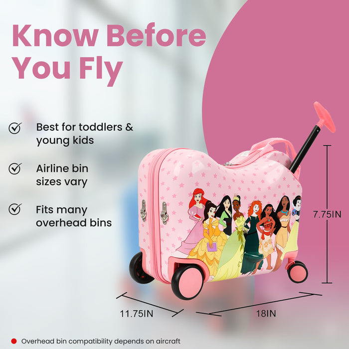 Bioworld® Disney Princesses Ride-On 18" Suitcase For Kids & Toddlers