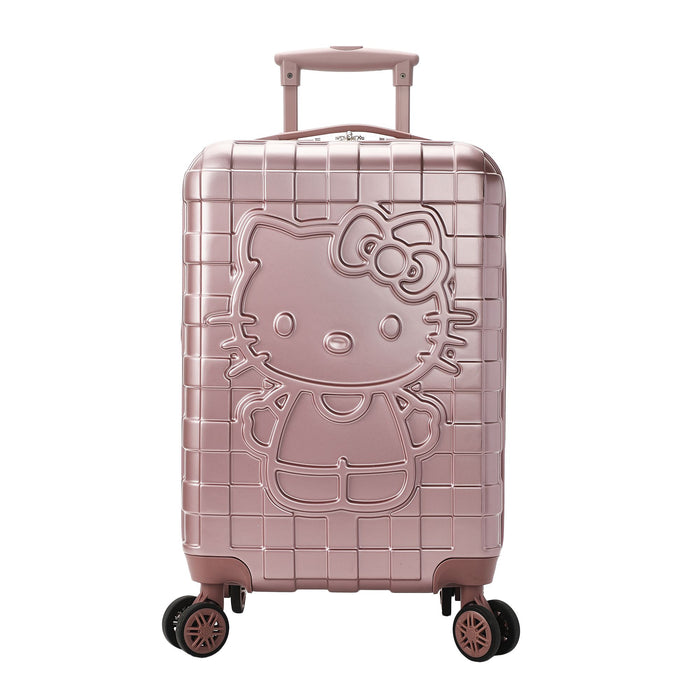 Bagage cabine rigide à roulettes Bioworld® Hello Kitty avec imprimé personnage et motif écossais rose, 20 po, pour adulte