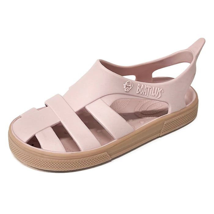 Boatilus Bioty kids sandal in light pink displayed on a white background.