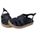 Boatilus Bioty kids sandals in navy with tan soles, displayed on a white background.