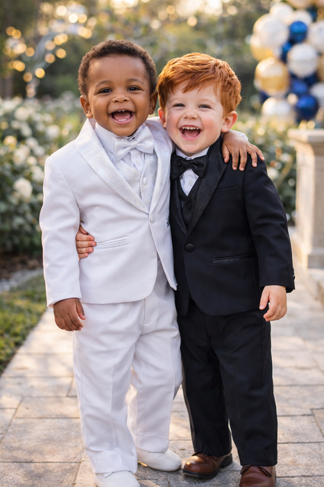 Johnson's Creations Toddler Boys Tail-less Tuxedo Suit with Vest & Bow Tie – Formal Outfit (Ages 1–4Y)