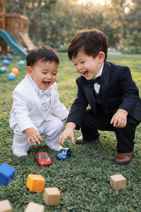 Johnson's Creations Toddler Boys Tail-less Tuxedo Suit with Vest & Bow Tie – Formal Outfit (Ages 1–4Y)