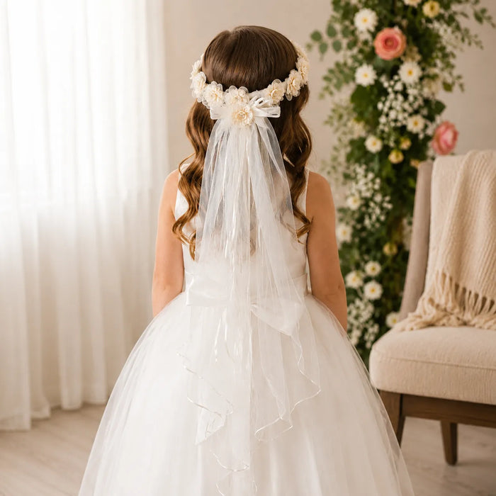 Fancy Kids® Ivory & White Floral Veil Headpiece