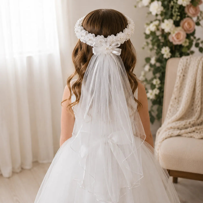 Fancy Kids® Ivory & White Floral Veil Headpiece