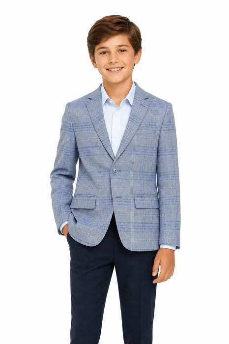 Veste de sport à carreaux bleus Tallia® pour garçons, tailles 8-20