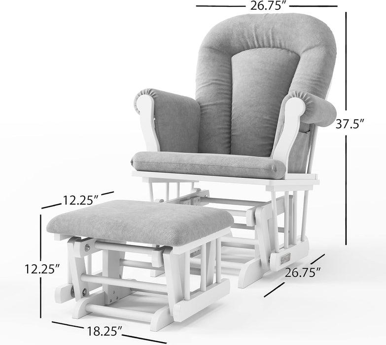 Child Craft Cozy Glider Chair Dusty Heather/Beige mesurments
