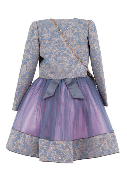 Cinderella Couture® Filles Robe 3 pièces avec veste et sac à bandoulière en jacquard Lala et Erina | 2 à 12 ans