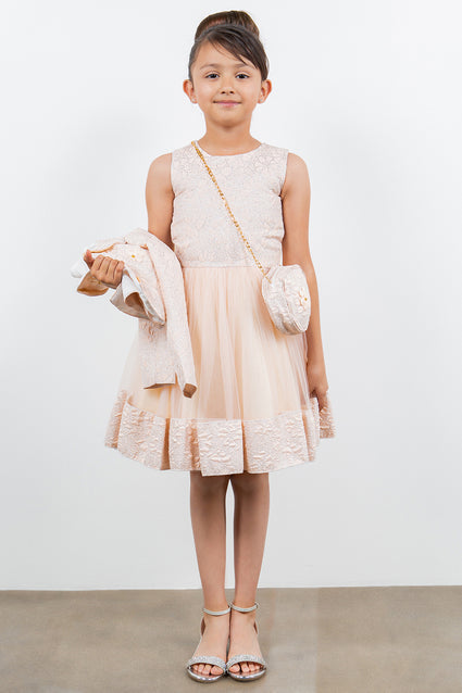 Cinderella Couture® Filles Robe 3 pièces avec veste et sac à bandoulière en jacquard Lala et Erina | 2 à 12 ans