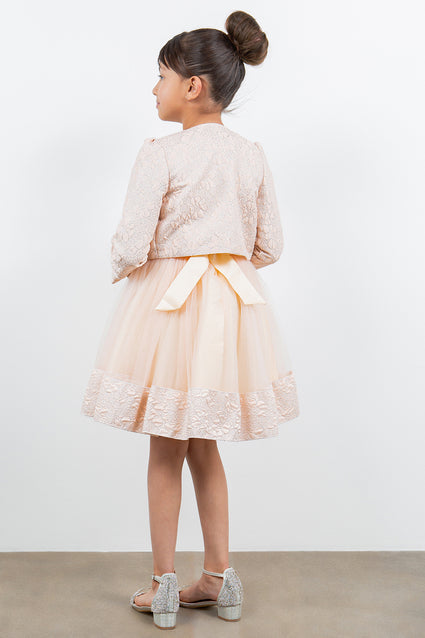 Cinderella Couture® Filles Robe 3 pièces avec veste et sac à bandoulière en jacquard Lala et Erina | 2 à 12 ans