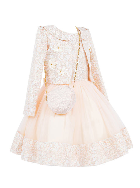 Cinderella Couture® Filles Robe 3 pièces avec veste et sac à bandoulière en jacquard Lala et Erina | 2 à 12 ans