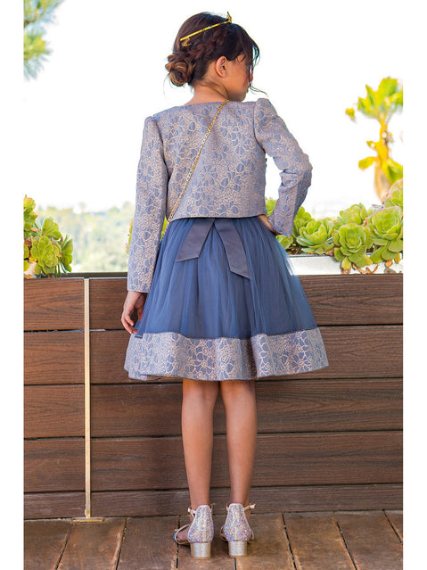 Cinderella Couture® Filles Robe 3 pièces avec veste et sac à bandoulière en jacquard Lala et Erina | 2 à 12 ans