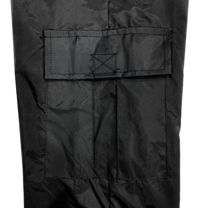 Conifere polar fleece lined winter pants close-up showing black cargo pocket detail.