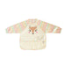 Baby sleeved bib with colorful heart pattern and cute deer face design, waterproof, long sleeves