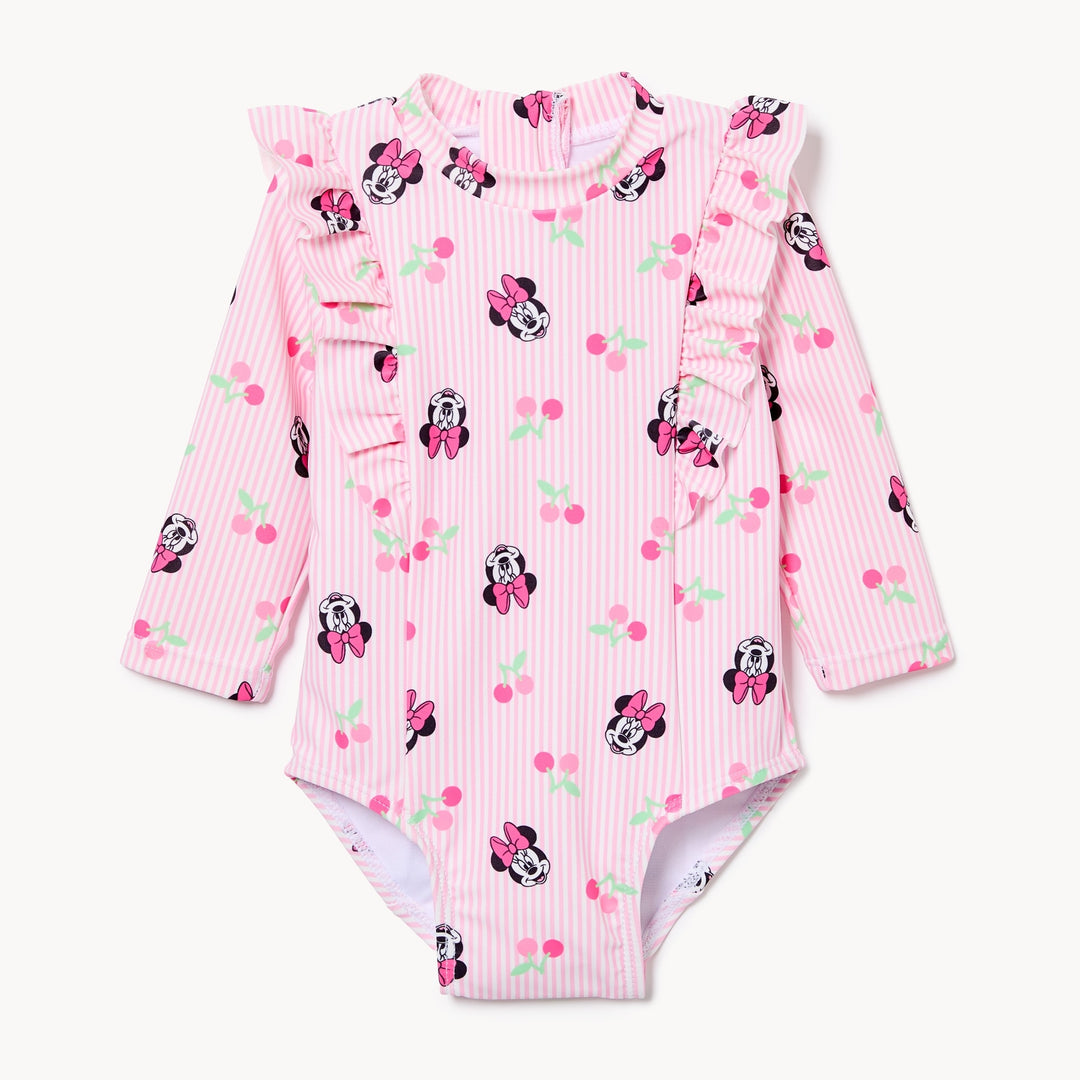 Disney Minnie Mouse pink long-sleeve rashguard swimsuit